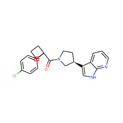 O=C(N1CC[C@@H](c2c[nH]c3ncccc23)C1)C1(c2ccc(Cl)cc2)CCC1 ZINC000043205054