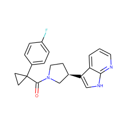 O=C(N1CC[C@@H](c2c[nH]c3ncccc23)C1)C1(c2ccc(F)cc2)CC1 ZINC000084728128