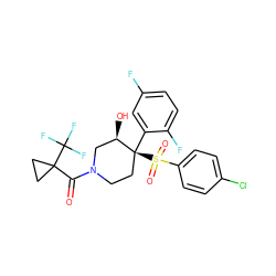 O=C(N1CC[C@](c2cc(F)ccc2F)(S(=O)(=O)c2ccc(Cl)cc2)[C@H](O)C1)C1(C(F)(F)F)CC1 ZINC000084619250