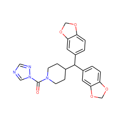 O=C(N1CCC(C(c2ccc3c(c2)OCO3)c2ccc3c(c2)OCO3)CC1)n1cncn1 ZINC000103287208