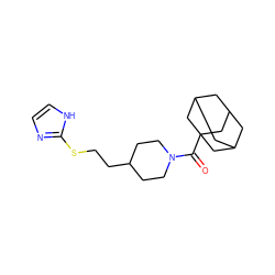 O=C(N1CCC(CCSc2ncc[nH]2)CC1)C12CC3CC(CC(C3)C1)C2 ZINC000043174146