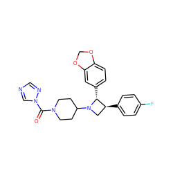 O=C(N1CCC(N2C[C@H](c3ccc(F)cc3)[C@H]2c2ccc3c(c2)OCO3)CC1)n1cncn1 ZINC000653736000