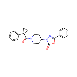 O=C(N1CCC(n2nc(-c3ccccc3)oc2=O)CC1)C1(c2ccccc2)CC1 ZINC000009250981