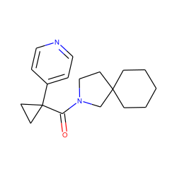 O=C(N1CCC2(CCCCC2)C1)C1(c2ccncc2)CC1 ZINC000043019939