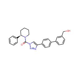 O=C(N1CCCC[C@@H]1c1ccccc1)n1cc(-c2ccc(-c3cccc(CO)c3)cc2)nn1 ZINC000169340066