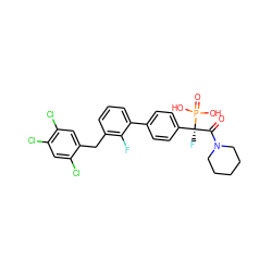 O=C(N1CCCCC1)[C@@](F)(c1ccc(-c2cccc(Cc3cc(Cl)c(Cl)cc3Cl)c2F)cc1)P(=O)(O)O ZINC001772578583