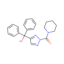 O=C(N1CCCCC1)n1ncc(C(O)(c2ccccc2)c2ccccc2)n1 ZINC000103298497