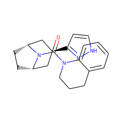 O=C(N1CCCc2ccccc21)N1[C@H]2CC[C@@H]1C[C@@H](c1cc[nH]n1)C2 ZINC000101407874