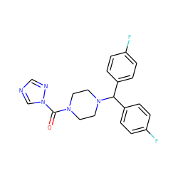 O=C(N1CCN(C(c2ccc(F)cc2)c2ccc(F)cc2)CC1)n1cncn1 ZINC000058650815