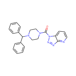 O=C(N1CCN(C(c2ccccc2)c2ccccc2)CC1)n1nnc2ncccc21 ZINC000043201421