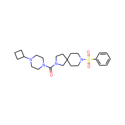 O=C(N1CCN(C2CCC2)CC1)N1CCC2(CCN(S(=O)(=O)c3ccccc3)CC2)C1 ZINC000103244064