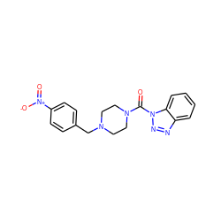 O=C(N1CCN(Cc2ccc([N+](=O)[O-])cc2)CC1)n1nnc2ccccc21 ZINC000095577845