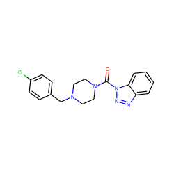 O=C(N1CCN(Cc2ccc(Cl)cc2)CC1)n1nnc2ccccc21 ZINC000095576784