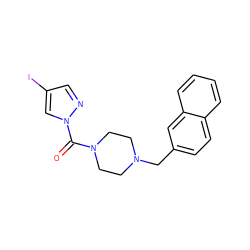 O=C(N1CCN(Cc2ccc3ccccc3c2)CC1)n1cc(I)cn1 ZINC000299833149