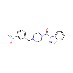 O=C(N1CCN(Cc2cccc([N+](=O)[O-])c2)CC1)n1nnc2ccccc21 ZINC000095578400