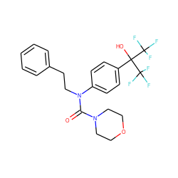 O=C(N1CCOCC1)N(CCc1ccccc1)c1ccc(C(O)(C(F)(F)F)C(F)(F)F)cc1 ZINC000013682634