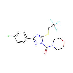 O=C(N1CCOCC1)n1nc(-c2ccc(Cl)cc2)nc1SCC(F)(F)F ZINC000013533105