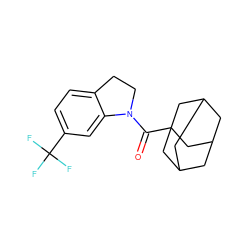 O=C(N1CCc2ccc(C(F)(F)F)cc21)C12CC3CC(CC(C3)C1)C2 ZINC000095586857