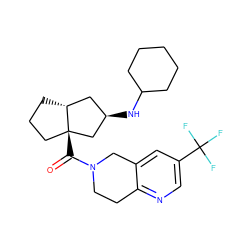 O=C(N1CCc2ncc(C(F)(F)F)cc2C1)[C@@]12CCC[C@@H]1C[C@@H](NC1CCCCC1)C2 ZINC000095595379