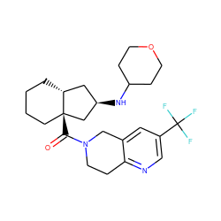 O=C(N1CCc2ncc(C(F)(F)F)cc2C1)[C@@]12CCCC[C@@H]1C[C@@H](NC1CCOCC1)C2 ZINC000095594165