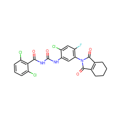 O=C(NC(=O)c1c(Cl)cccc1Cl)Nc1cc(N2C(=O)C3=C(CCCC3)C2=O)c(F)cc1Cl ZINC000045287478