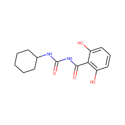 O=C(NC(=O)c1c(O)cccc1O)NC1CCCCC1 ZINC000043011908