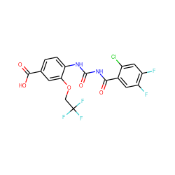 O=C(NC(=O)c1cc(F)c(F)cc1Cl)Nc1ccc(C(=O)O)cc1OCC(F)(F)F ZINC000013673985