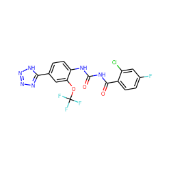 O=C(NC(=O)c1ccc(F)cc1Cl)Nc1ccc(-c2nnn[nH]2)cc1OC(F)(F)F ZINC000003937848