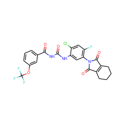 O=C(NC(=O)c1cccc(OC(F)(F)F)c1)Nc1cc(N2C(=O)C3=C(CCCC3)C2=O)c(F)cc1Cl ZINC000049694864