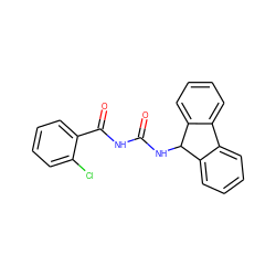 O=C(NC(=O)c1ccccc1Cl)NC1c2ccccc2-c2ccccc21 ZINC000043068665