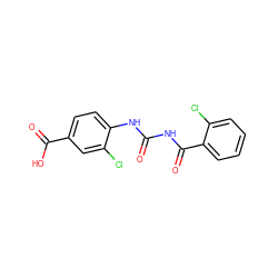 O=C(NC(=O)c1ccccc1Cl)Nc1ccc(C(=O)O)cc1Cl ZINC000013673927