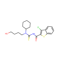 O=C(NC(=S)N(CCCCO)C1CCCCC1)c1sc2ccccc2c1Cl ZINC000002877884