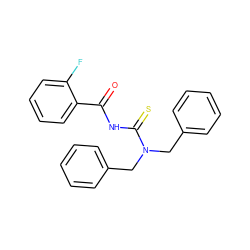 O=C(NC(=S)N(Cc1ccccc1)Cc1ccccc1)c1ccccc1F ZINC000001137049