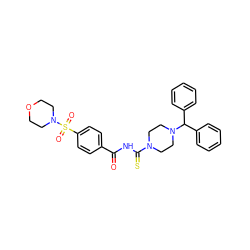 O=C(NC(=S)N1CCN(C(c2ccccc2)c2ccccc2)CC1)c1ccc(S(=O)(=O)N2CCOCC2)cc1 ZINC000038146227