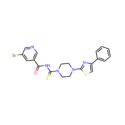 O=C(NC(=S)N1CCN(c2nc(-c3ccccc3)cs2)CC1)c1cncc(Br)c1 ZINC000002852934