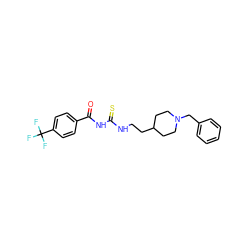 O=C(NC(=S)NCCC1CCN(Cc2ccccc2)CC1)c1ccc(C(F)(F)F)cc1 ZINC000000605676