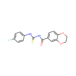 O=C(NC(=S)Nc1ccc(F)cc1)c1ccc2c(c1)OCCO2 ZINC000000342218