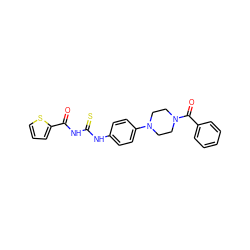 O=C(NC(=S)Nc1ccc(N2CCN(C(=O)c3ccccc3)CC2)cc1)c1cccs1 ZINC000002826538