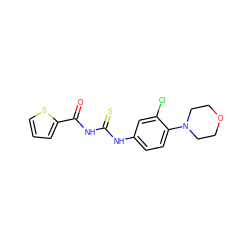 O=C(NC(=S)Nc1ccc(N2CCOCC2)c(Cl)c1)c1cccs1 ZINC000000723023