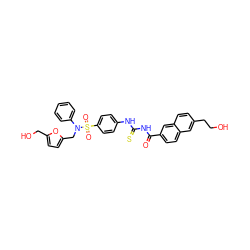 O=C(NC(=S)Nc1ccc(S(=O)(=O)N(Cc2ccc(CO)o2)c2ccccc2)cc1)c1ccc2cc(CCO)ccc2c1 ZINC001772598596