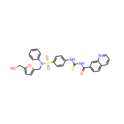 O=C(NC(=S)Nc1ccc(S(=O)(=O)N(Cc2ccc(CO)o2)c2ccccc2)cc1)c1ccc2cccnc2c1 ZINC001772590232