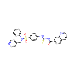 O=C(NC(=S)Nc1ccc(S(=O)(=O)N(Cc2ccncc2)c2ccccc2)cc1)c1ccc2cccnc2c1 ZINC001772596625