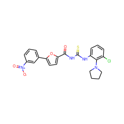 O=C(NC(=S)Nc1cccc(Cl)c1N1CCCC1)c1ccc(-c2cccc([N+](=O)[O-])c2)o1 ZINC000001050667