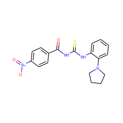 O=C(NC(=S)Nc1ccccc1N1CCCC1)c1ccc([N+](=O)[O-])cc1 ZINC000001128598