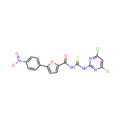 O=C(NC(=S)Nc1nc(Cl)cc(Cl)n1)c1ccc(-c2ccc([N+](=O)[O-])cc2)o1 ZINC000040863609