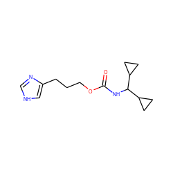 O=C(NC(C1CC1)C1CC1)OCCCc1c[nH]cn1 ZINC000013490984