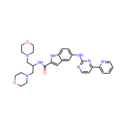 O=C(NC(CN1CCOCC1)CN1CCOCC1)c1cc2cc(Nc3nccc(-c4ccccn4)n3)ccc2[nH]1 ZINC000144223986