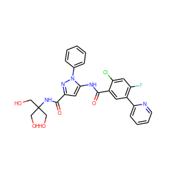 O=C(NC(CO)(CO)CO)c1cc(NC(=O)c2cc(-c3ccccn3)c(F)cc2Cl)n(-c2ccccc2)n1 ZINC001772642757