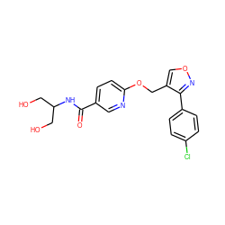 O=C(NC(CO)CO)c1ccc(OCc2conc2-c2ccc(Cl)cc2)nc1 ZINC000141402939