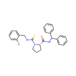 O=C(NC(c1ccccc1)c1ccccc1)[C@@H]1CCCN1C(=S)NCc1ccccc1Br ZINC000013780783